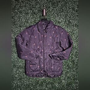 Old Navy Black Quilted Jacket with Red Details